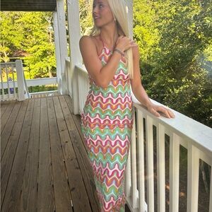 cute multicolor knit midi dress size S
